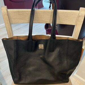 MCM reversible black leather tote bag